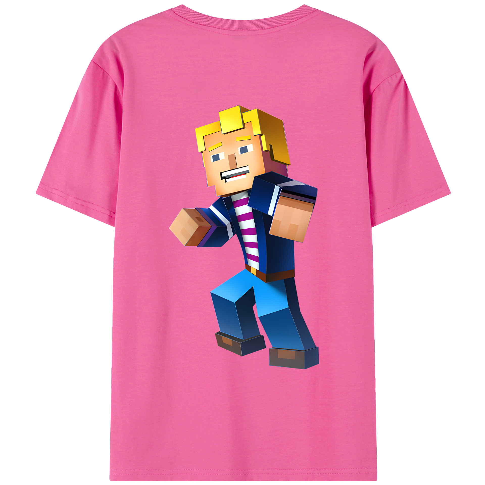 （画像用） マインクラフト ブロックの世界 Minecraft MC Block world レディース半袖Tシャツ(バックプリント)